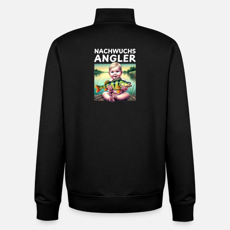 Junior Angler - Cadeau pour bébé - Sweat zippé unisexe en coton bio Stanley/Stella - noir