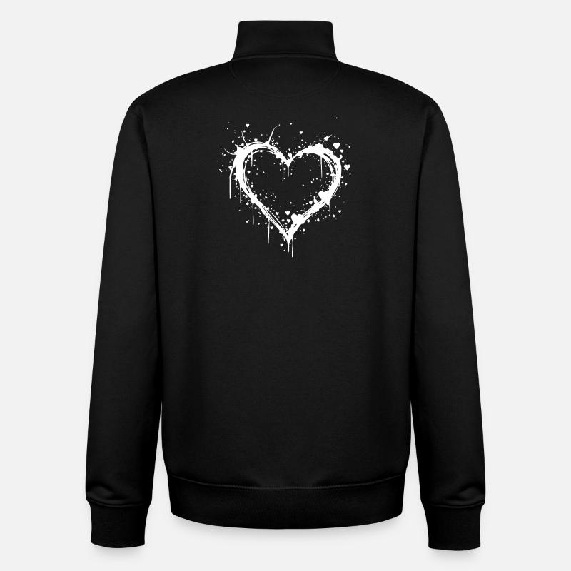 Minimalistisches weißes Herz-Design - Unisex Organic Zip Sweatshirt von Stanley/Stella - Schwarz