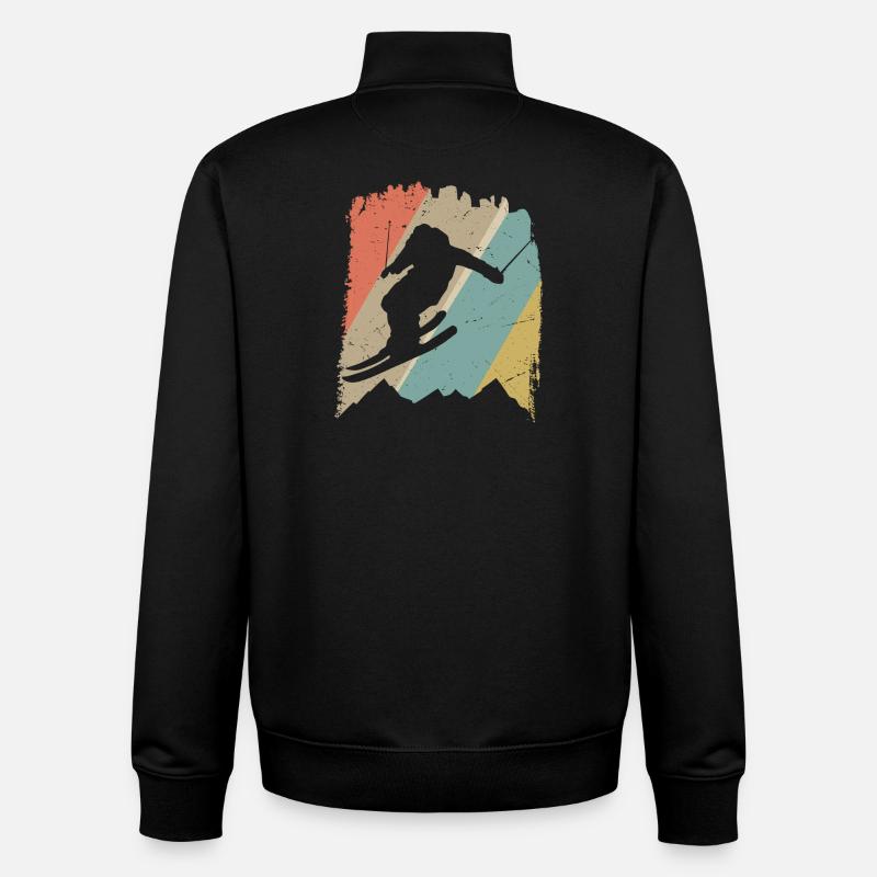 Retro Snowboard Silhouette auf Pastellstreifen - Unisex Organic Zip Sweatshirt von Stanley/Stella - Schwarz
