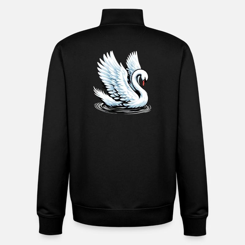 Cygne - Sweat zippé unisexe en coton bio Stanley/Stella - noir
