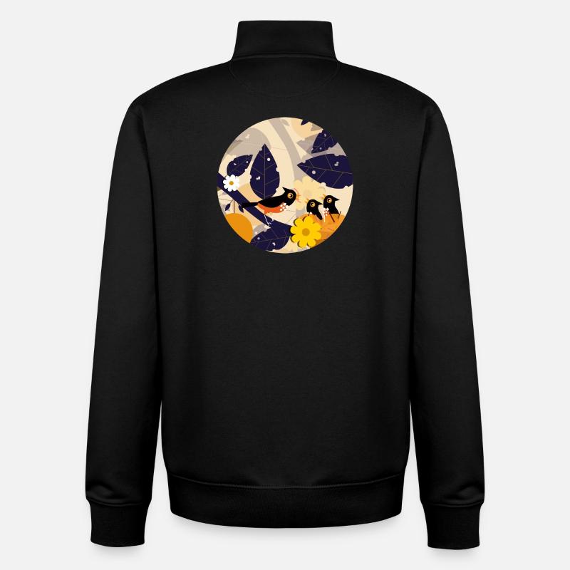 Oiseaux de jardin - Sweat zippé unisexe en coton bio Stanley/Stella - noir