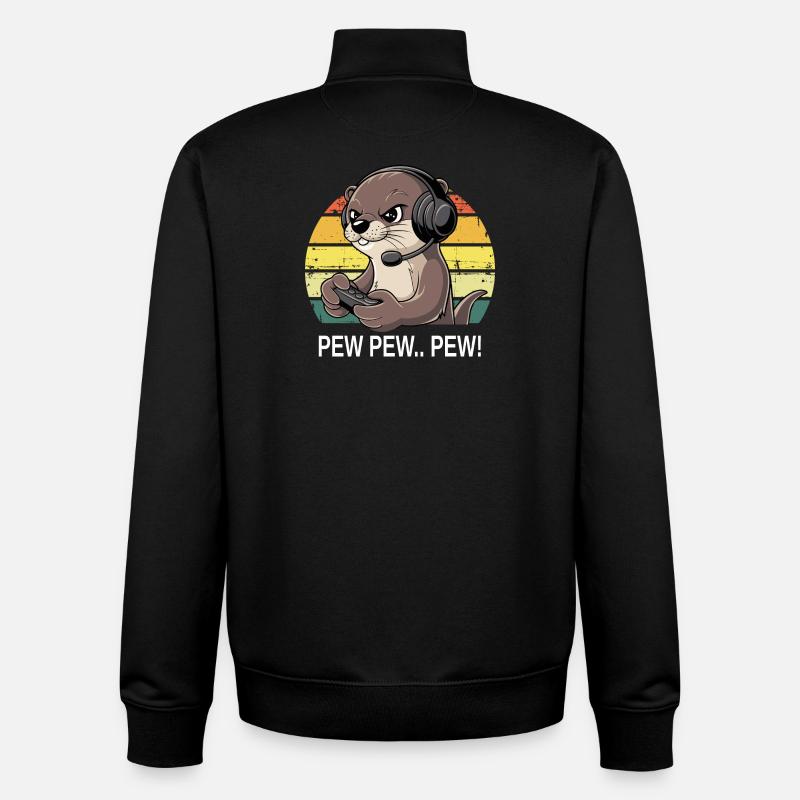 Pew Pew Gamer Otter - Unisex Organic Zip Sweatshirt von Stanley/Stella - Schwarz