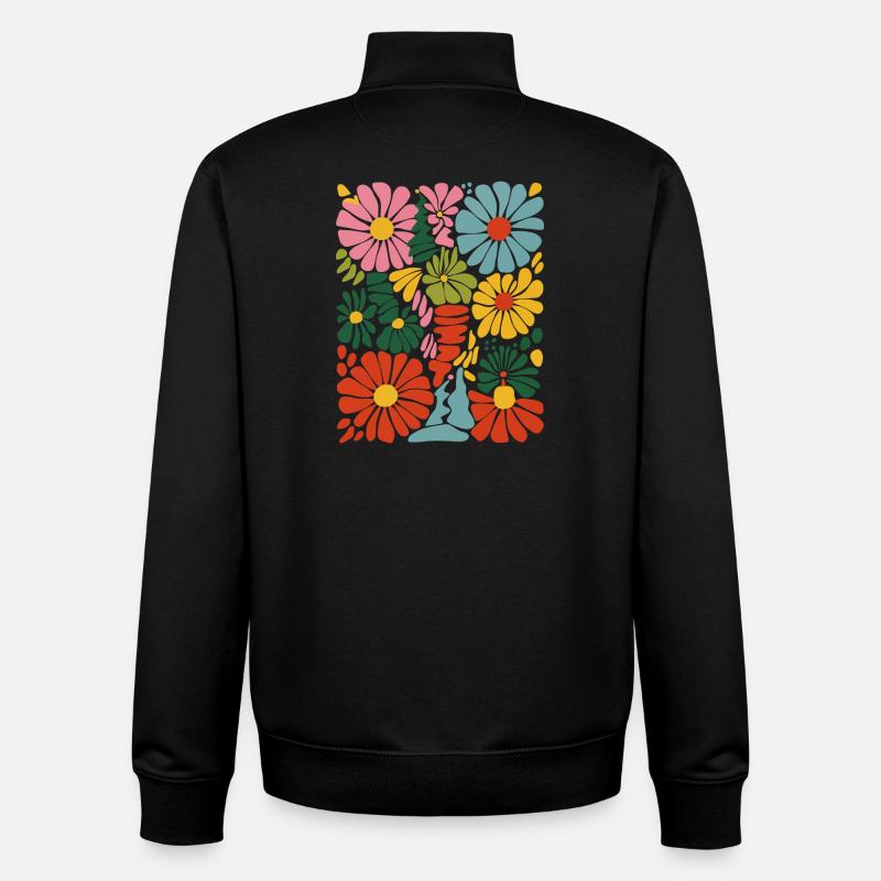 Explosion florale vive - Sweat zippé unisexe en coton bio Stanley/Stella - noir
