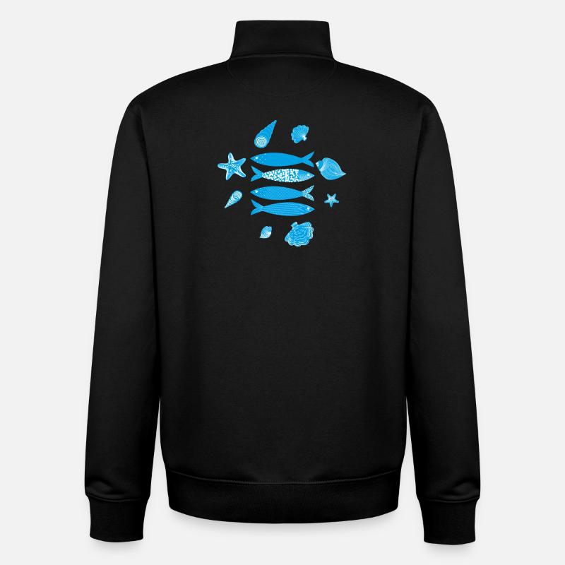 Underwater Sea Fish Pattern - Unisex Organic Zip Sweatshirt by Stanley/Stella - black