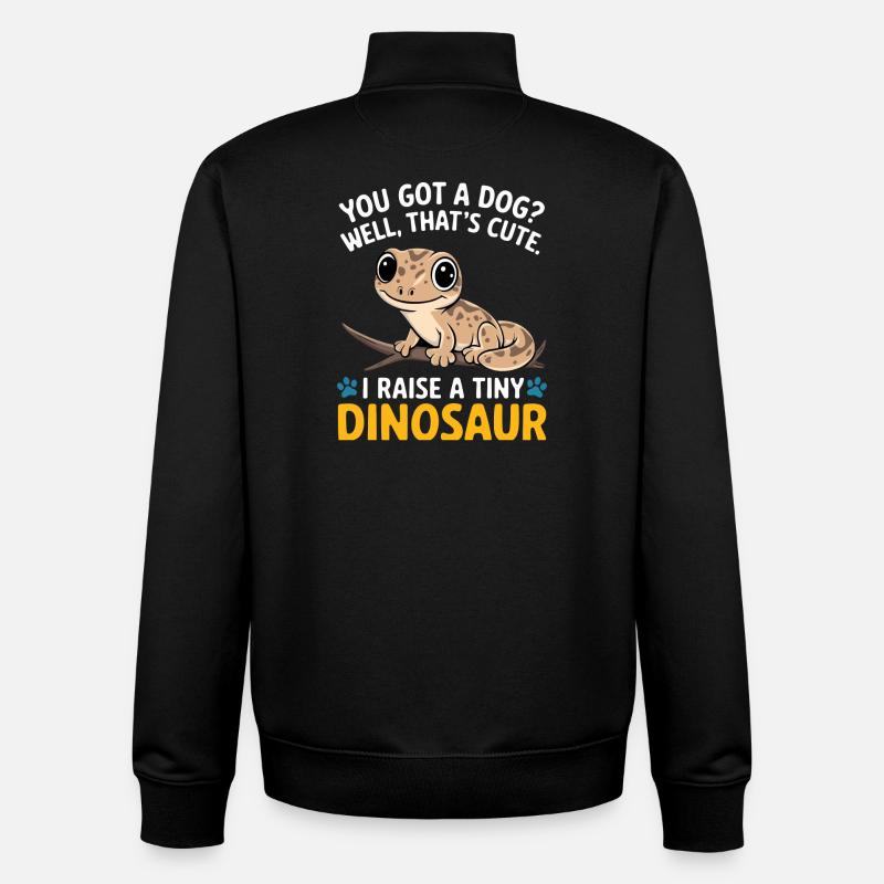 Funny Tiny Dinosaur Lizard - Unisex Organic Zip Sweatshirt by Stanley/Stella - black