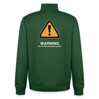 Hacked System Warning Icon - Unisex Organic Zip Sweatshirt by Stanley/Stella - bottle green - Back - AI Model Male 185 dark (185cm)