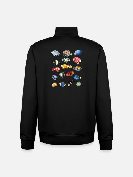 T-shirt Sea Fish - Motif de vêtements de plage colorés - Sweat zippé unisexe en coton bio Stanley/Stella - noir