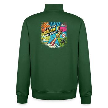 If you can Dream it you can do it - Pop Art Style - Unisex Organic Zip Sweatshirt von Stanley/Stella - Flaschengrün - Hinten - AI Model Male 185 dark (185cm)