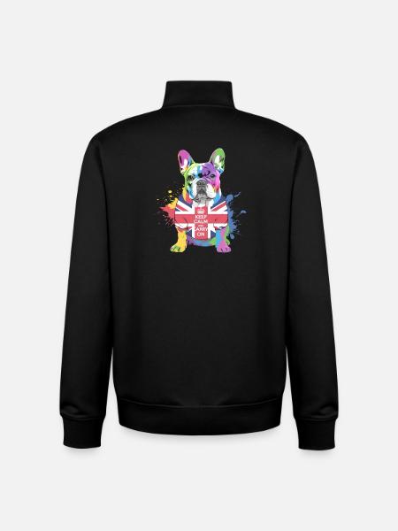 Rainbow Bulldog Union Jack - Unisex Organic Zip Sweatshirt by Stanley/Stella - black