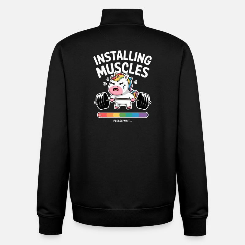 Installation de Muscles Licorne - Sweat zippé unisexe en coton bio Stanley/Stella - noir
