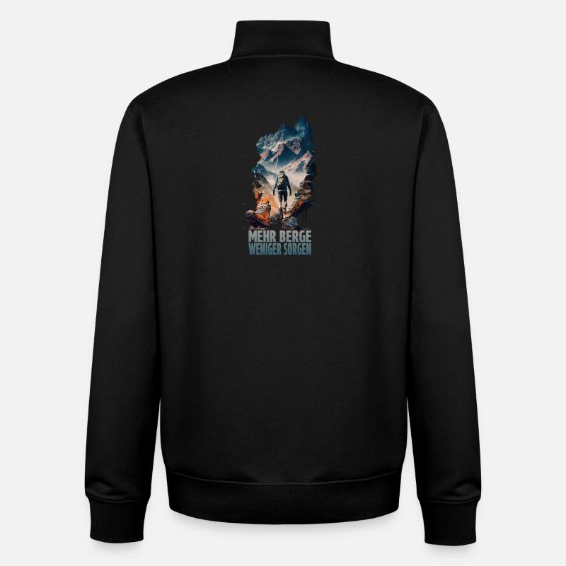 Mehr Berge - Weniger Sorgen - Unisex Organic Zip Sweatshirt von Stanley/Stella - Schwarz