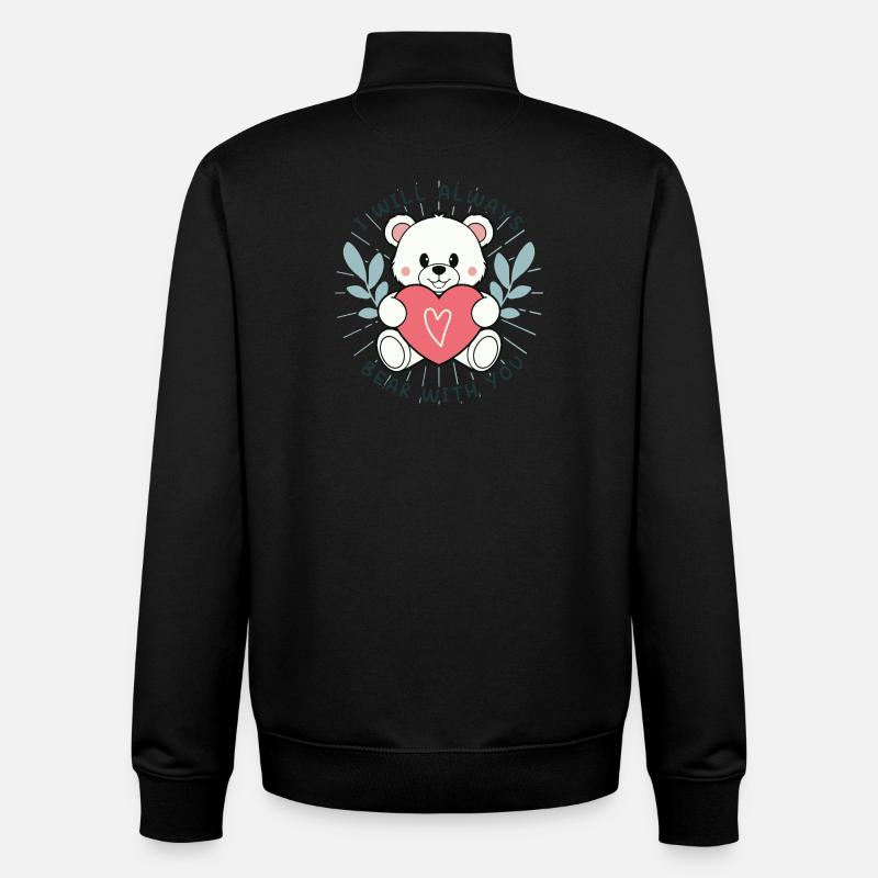 Ours mignon avec cœur et message - Sweat zippé unisexe en coton bio Stanley/Stella - noir