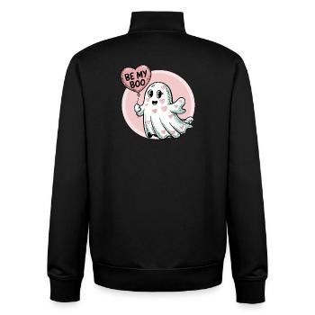 Be My Boo - Design de la Saint-Valentin fantôme mignon - Sweat zippé unisexe en coton bio Stanley/Stella - noir - Dos - AI Model Male 185 light (185cm)