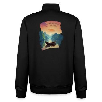 Le son du silence - Soleil couchant - Sweat zippé unisexe en coton bio Stanley/Stella - noir - Dos - AI Model Male 185 light (185cm)