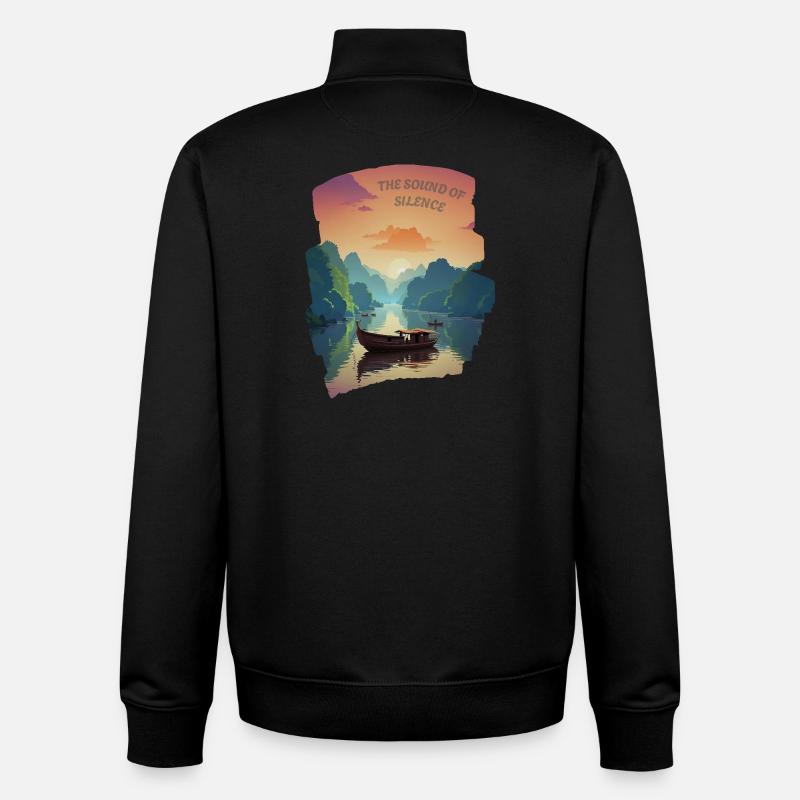 Le son du silence - Soleil couchant - Sweat zippé unisexe en coton bio Stanley/Stella - noir