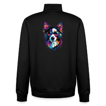 Border Collie Dog Lover Puppy Cute Collies - Unisex Organic Zip Sweatshirt by Stanley/Stella - black - Back - AI Model Male 185 light (185cm)