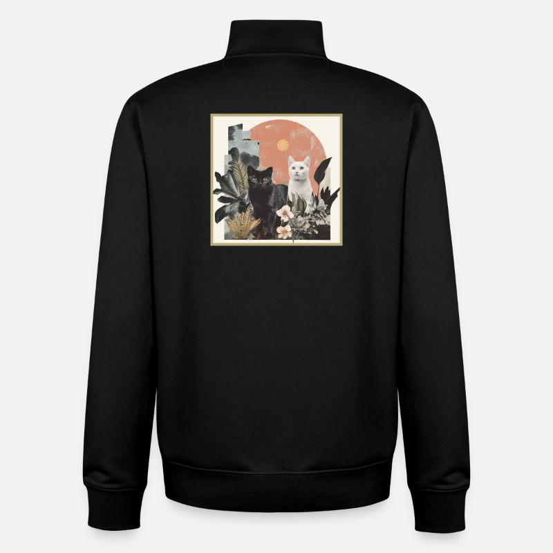 collage de chats - Sweat zippé unisexe en coton bio Stanley/Stella - noir