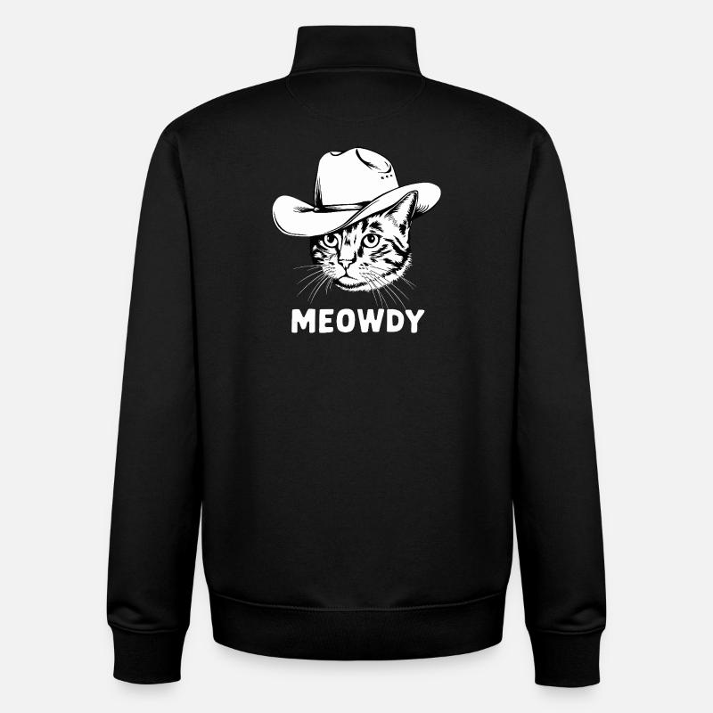 Miaou Chat - Sweat zippé unisexe en coton bio Stanley/Stella - noir