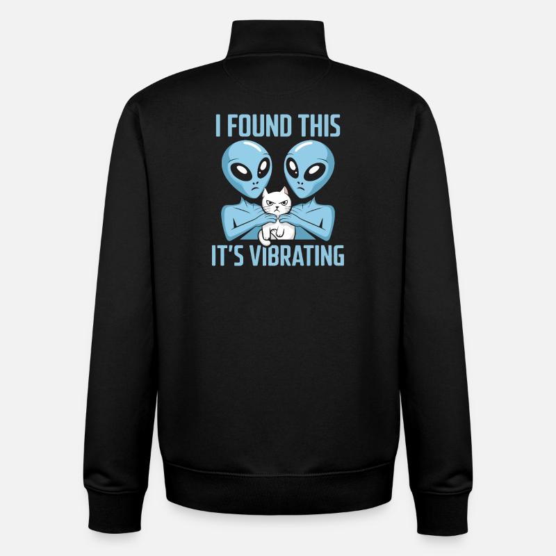 Découverte d’un chat extraterrestre - Sweat zippé unisexe en coton bio Stanley/Stella - noir