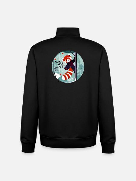 Glad rød panda i junglen - Stanley/Stella unisex sweatshirt med lynlås i økologisk - sort
