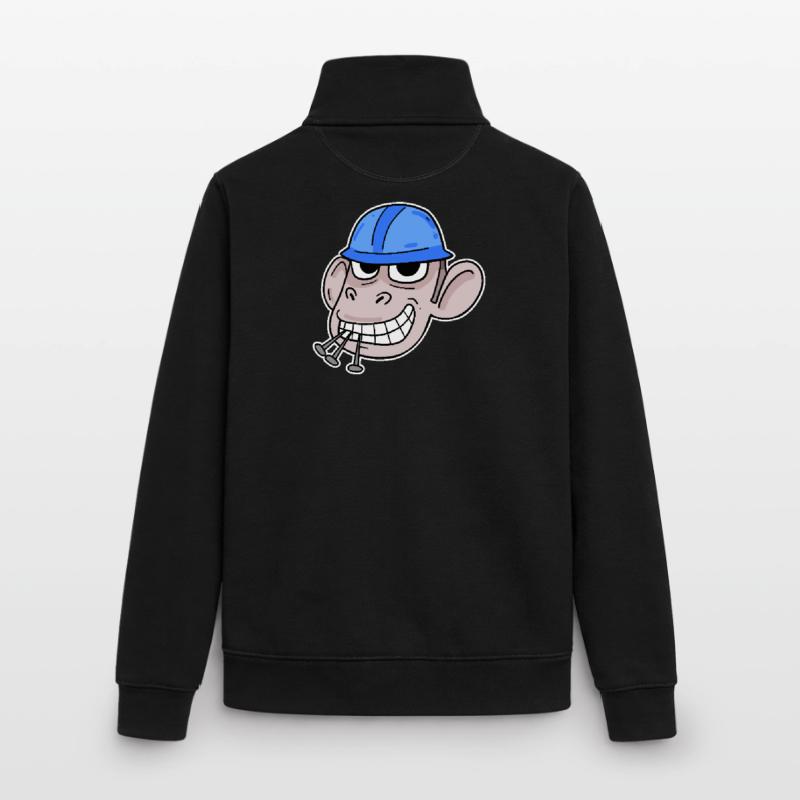 Monkey Construction Site Construction Worker Unisex Organic Zip Sweatshirt by Stanley/Stella
