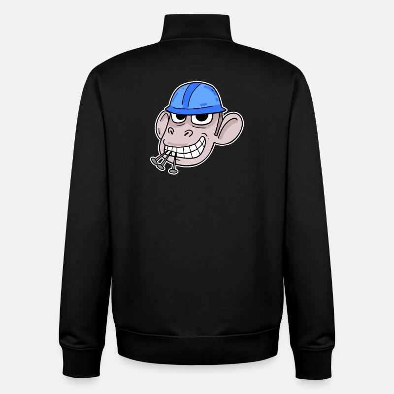 Affe Baustelle Bauarbeiter - Unisex Organic Zip Sweatshirt von Stanley/Stella - Schwarz