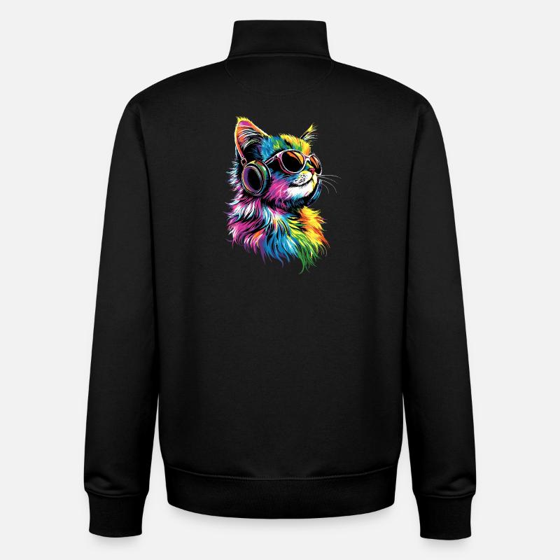 Chat Ragdoll Chat Ragdoll Chat Mignon Chats Ragdoll - Sweat zippé unisexe en coton bio Stanley/Stella - noir
