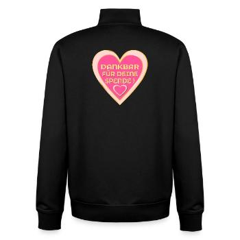 SPENDERIN DANKBARKEIT - SPENDE HERZ - Unisex Organic Zip Sweatshirt von Stanley/Stella - Schwarz - Hinten - AI Model Male 185 light (185cm)
