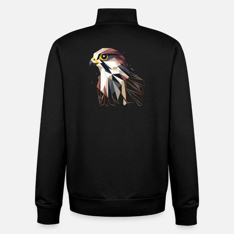 Faucon géométrique – élégance et précision - Sweat zippé unisexe en coton bio Stanley/Stella - noir