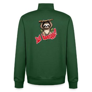 Süßer Faultier mit humoristischem Spruch - Unisex Organic Zip Sweatshirt von Stanley/Stella - Flaschengrün - Hinten - AI Model Male 185 dark (185cm)