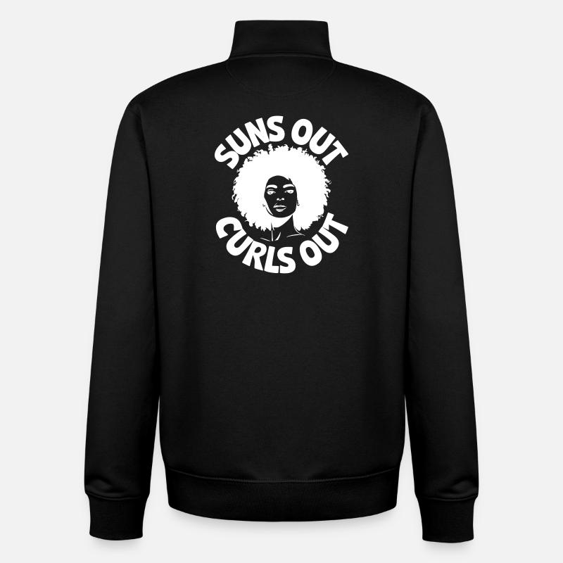 Suns Out Curls Out - Unisex Organic Zip Sweatshirt by Stanley/Stella - black