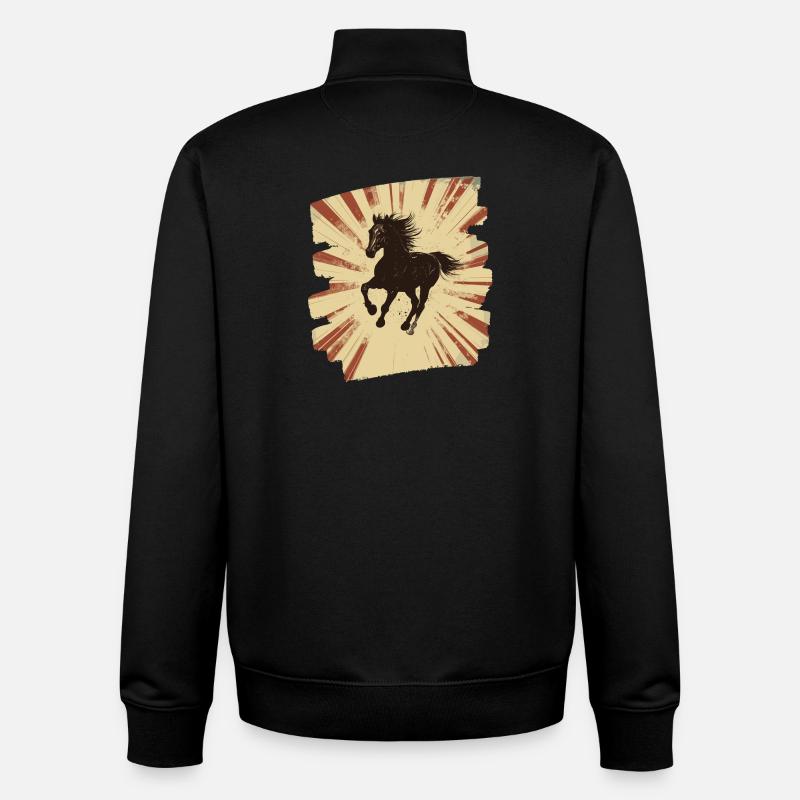 Cheval - Sweat zippé unisexe en coton bio Stanley/Stella - noir