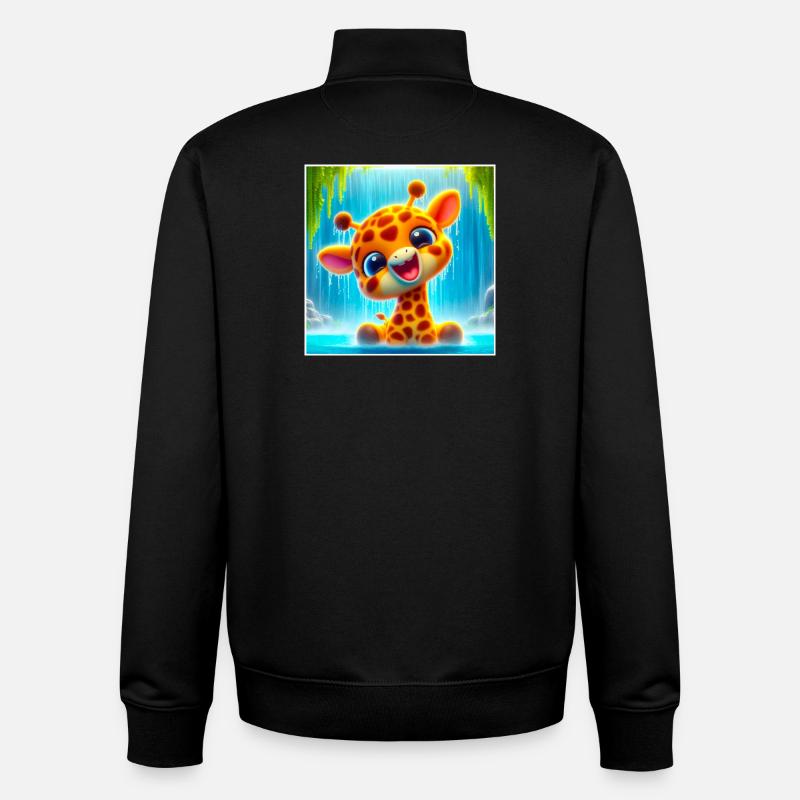 Girafe - Sweat zippé unisexe en coton bio Stanley/Stella - noir