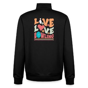 Live Love Bowling - Unisex Organic Zip Sweatshirt von Stanley/Stella - Schwarz - Hinten - AI Model Male 185 light (185cm)