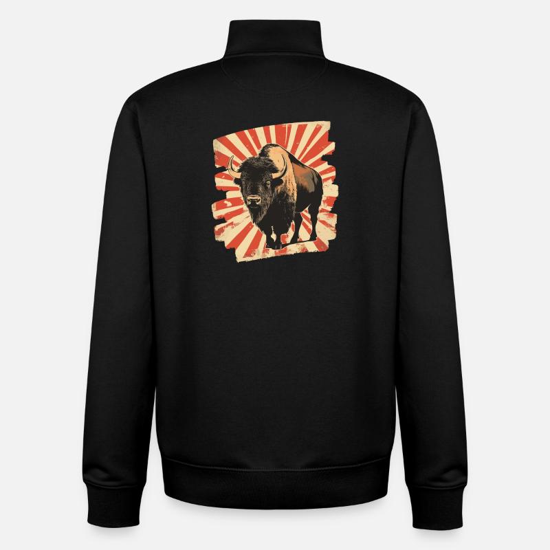 Bison - Sweat zippé unisexe en coton bio Stanley/Stella - noir