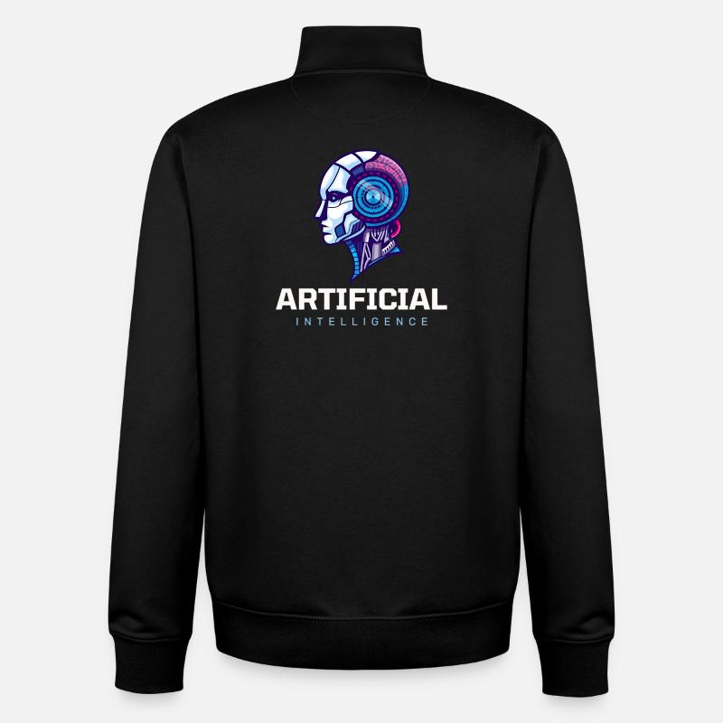 Neon AI Head Robot Vision - Unisex Organic Zip Sweatshirt by Stanley/Stella - black