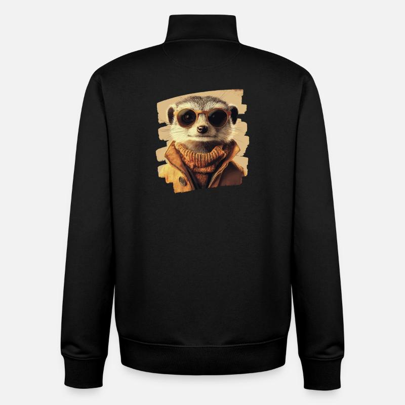 Suricate - Sweat zippé unisexe en coton bio Stanley/Stella - noir