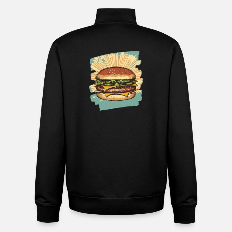 Burger Retro - Unisex Organic Zip Sweatshirt von Stanley/Stella - Schwarz