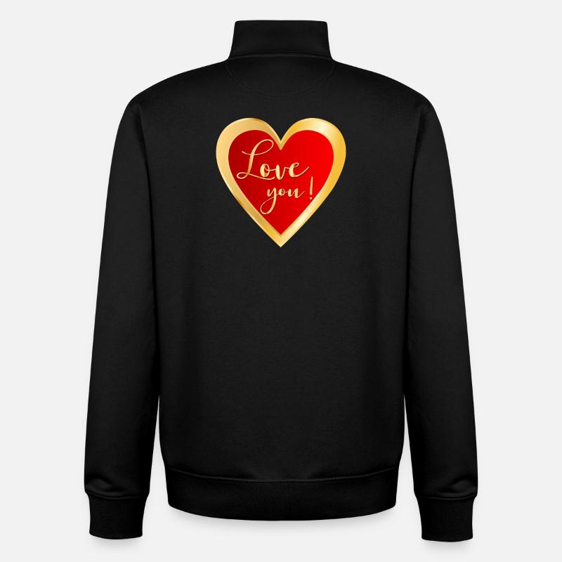 Je t’aime Cœur - Sweat zippé unisexe en coton bio Stanley/Stella - noir
