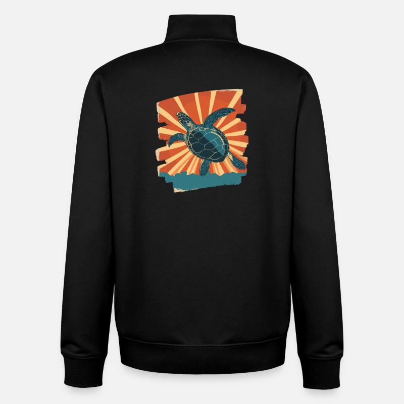 Tortue de mer rétro - Sweat zippé unisexe en coton bio Stanley/Stella - noir