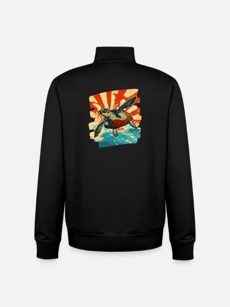 Sea Turtle Retro - Unisex Organic Zip Sweatshirt by Stanley/Stella - black