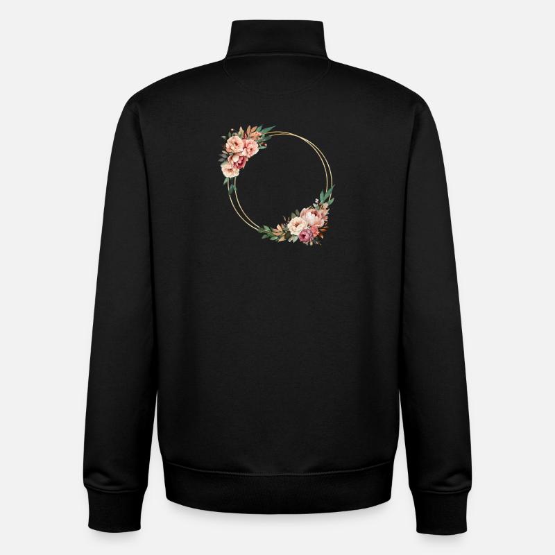 Rustic flower wreath, customizable - Unisex Organic Zip Sweatshirt by Stanley/Stella - black