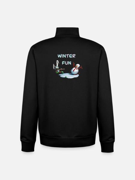 Winter Fun: Bunny and Snowman - Unisex Organic Zip Sweatshirt by Stanley/Stella - black