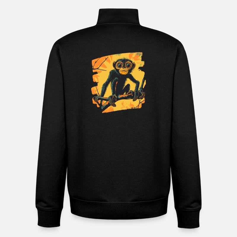 Singe - Sweat zippé unisexe en coton bio Stanley/Stella - noir