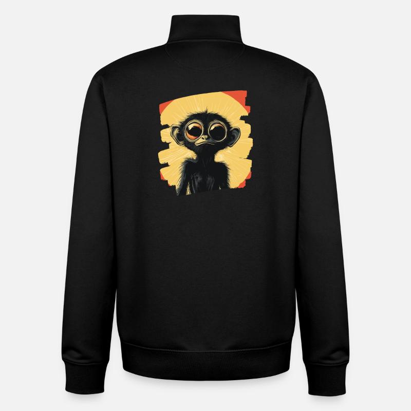 Singe araignée rétro - Sweat zippé unisexe en coton bio Stanley/Stella - noir