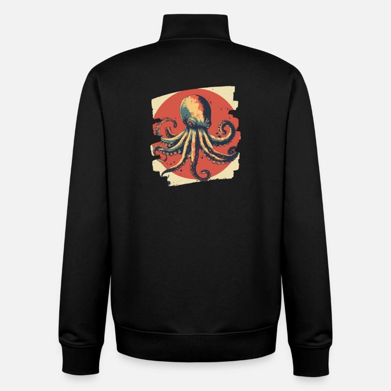 Pieuvre Pieuvre - Sweat zippé unisexe en coton bio Stanley/Stella - noir