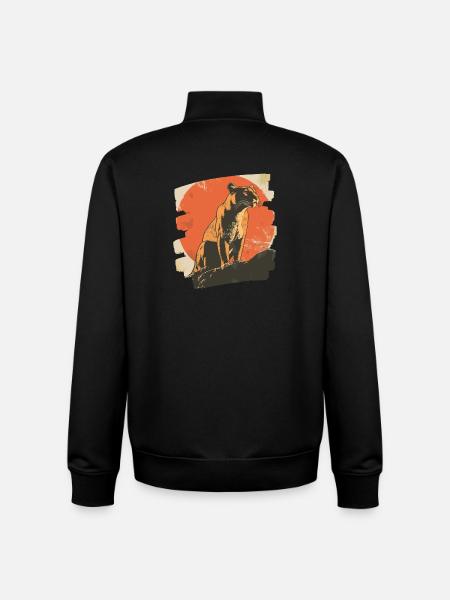 Lion from mountain Retro - Unisex Organic Zip Sweatshirt by Stanley/Stella - black