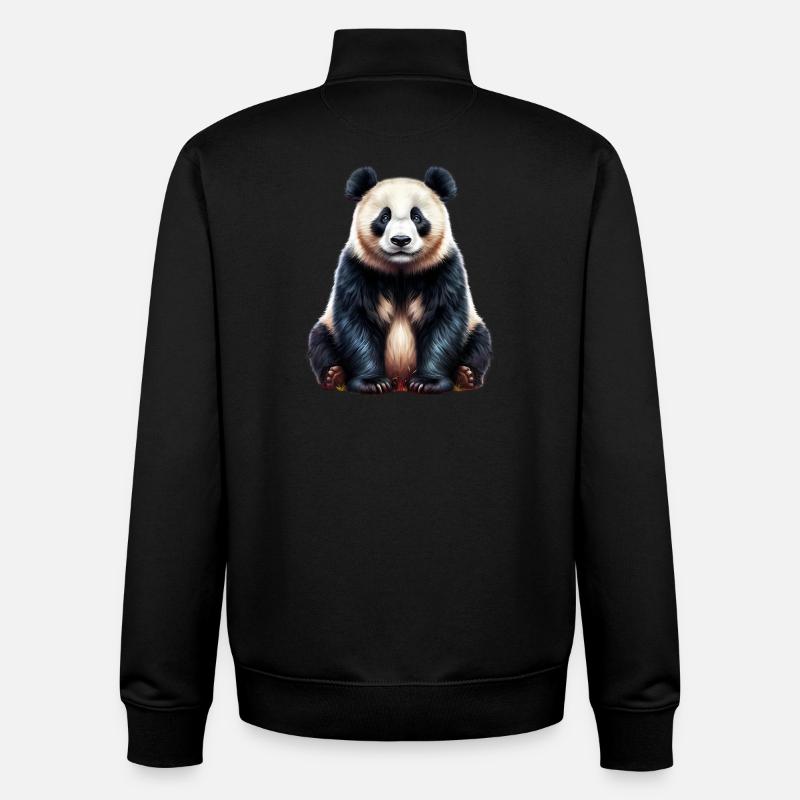 Panda - Unisex Organic Zip Sweatshirt by Stanley/Stella - black
