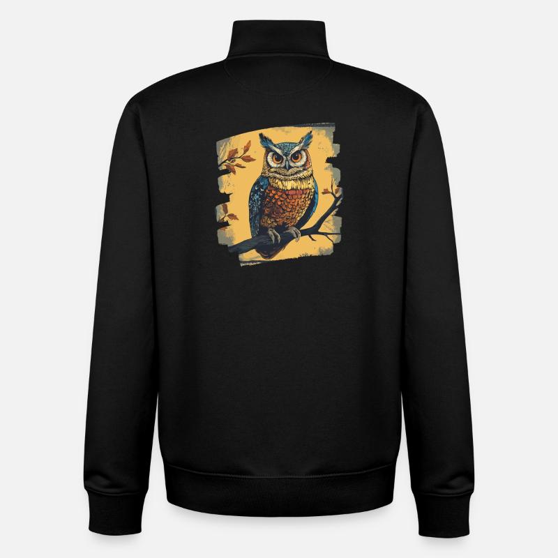 Owl - Unisex Organic Zip Sweatshirt by Stanley/Stella - black