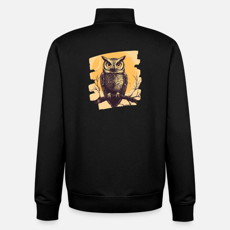 Owl - Unisex Organic Zip Sweatshirt by Stanley/Stella - black